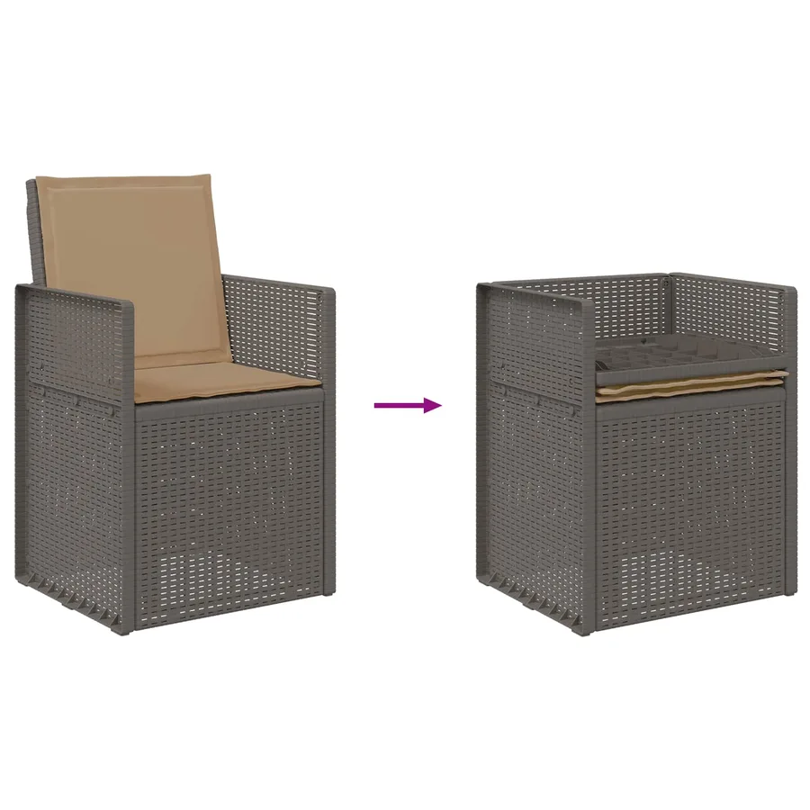 Ensemble de salle à manger pour jardin avec coussin 7 pcs PP - 9