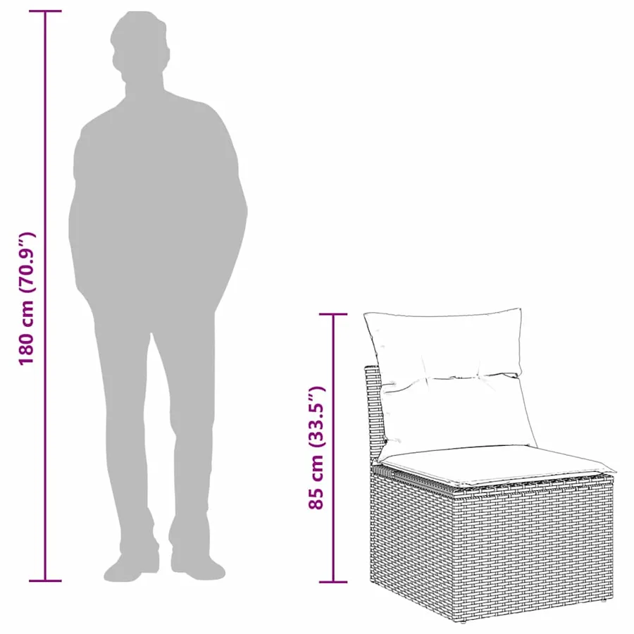 Ensemble de Canapés avec coussin 10 pcs Marron polyrotin - 14