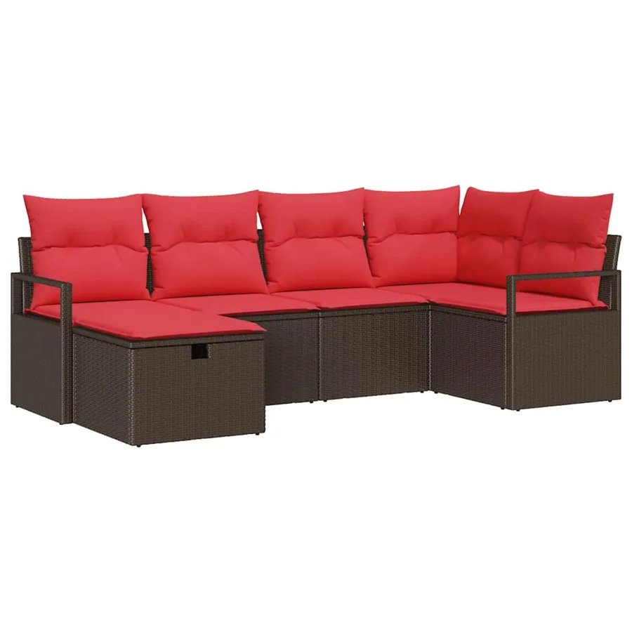 Ensemble de Canapés avec coussin Marron et rouge polyrotin - 2