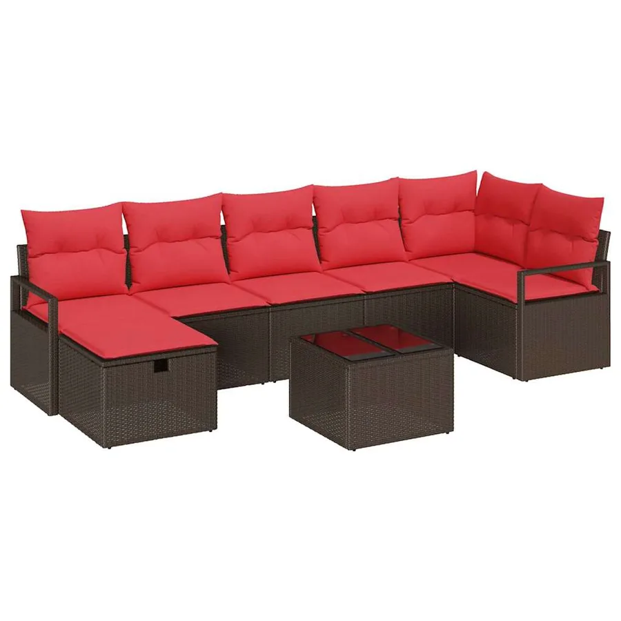 Ensemble de Canapés avec coussin Marron et rouge polyrotin - 2
