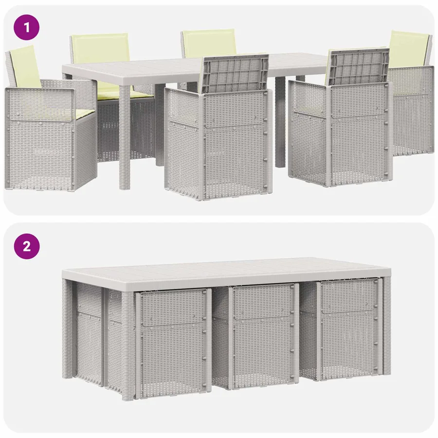 Ensemble de salle à manger pour jardin 7 pcs Blanc et crème PP - 10
