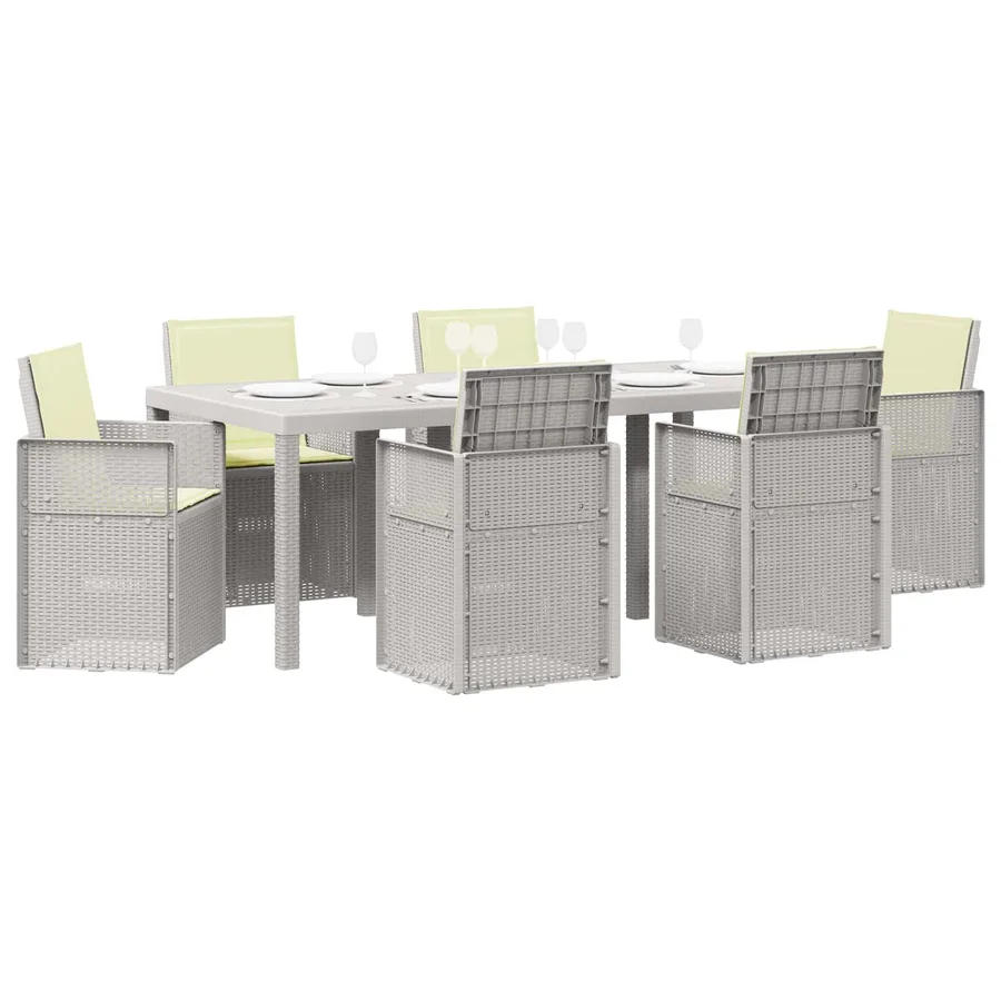 Ensemble de salle à manger pour jardin 7 pcs Blanc et crème PP - 3