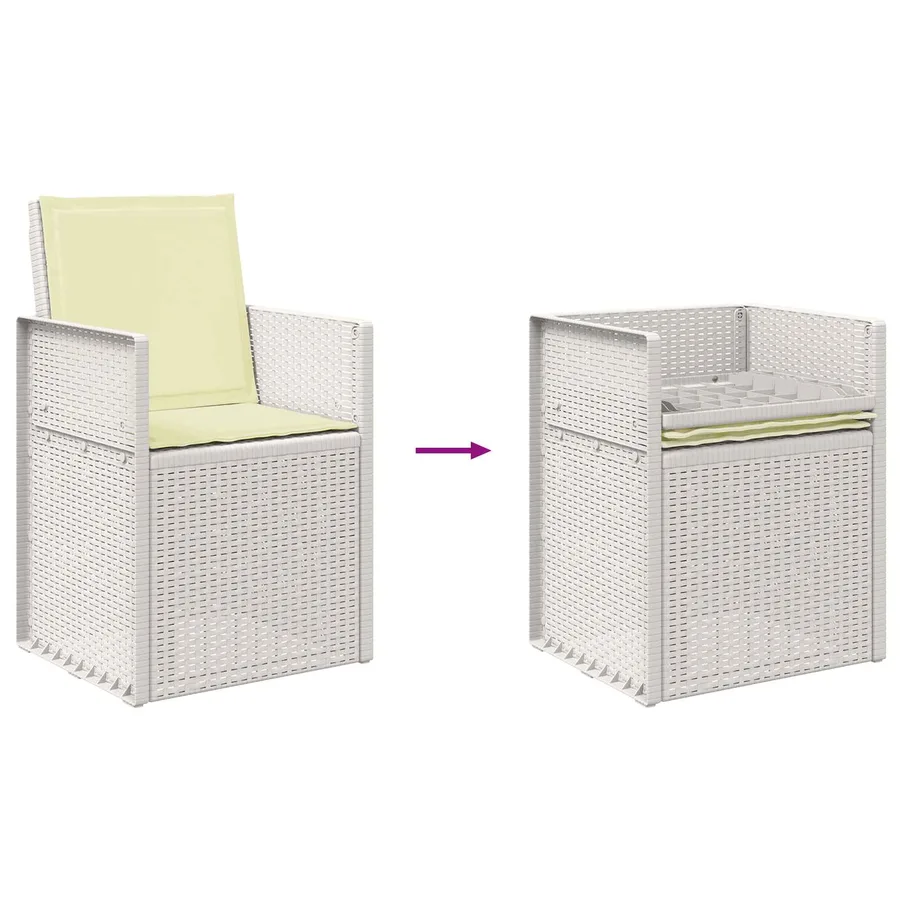 Ensemble de salle à manger pour jardin 7 pcs Blanc et crème PP - 9