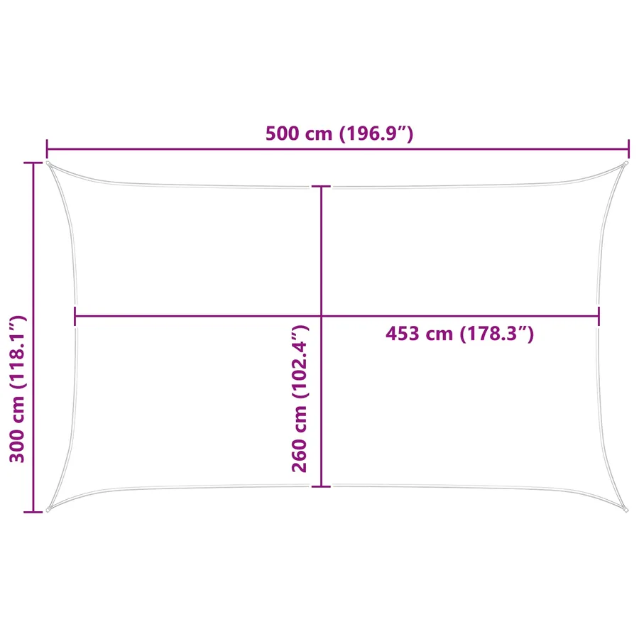 Voile d'ombre Gris clair et blanc 5 x 3 m - 10