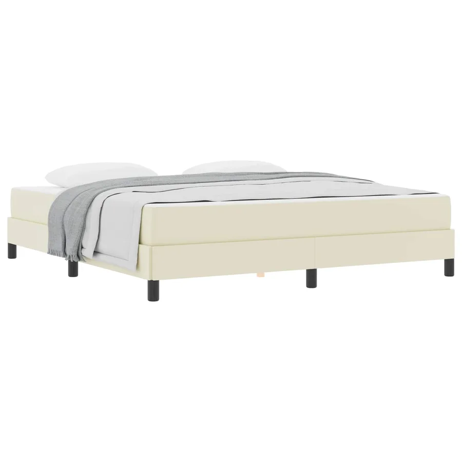 Cadre de lit avec matelas Crème 180 x 200 cm tissu - 2