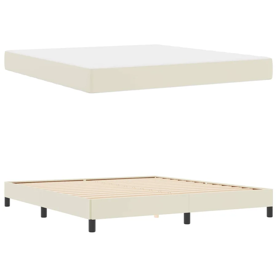 Cadre de lit avec matelas Crème 180 x 200 cm tissu - 5
