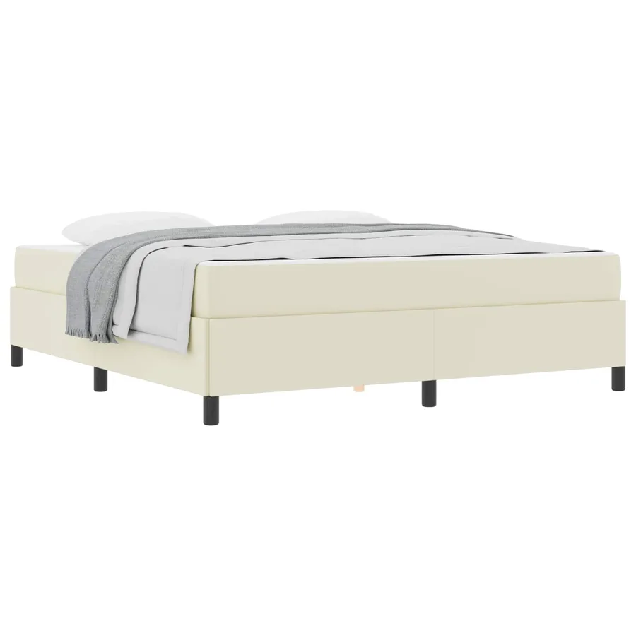 Cadre de lit avec matelas Crème 180 x 200 cm tissu - 2
