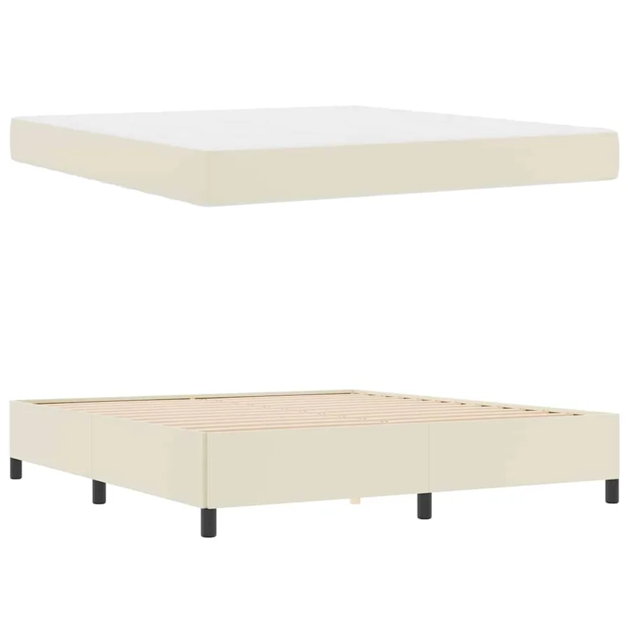 Cadre de lit avec matelas Crème 180 x 200 cm tissu - 6