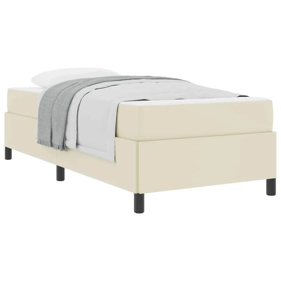 Cadre de lit avec matelas Crème 90 x 190 cm tissu - 2