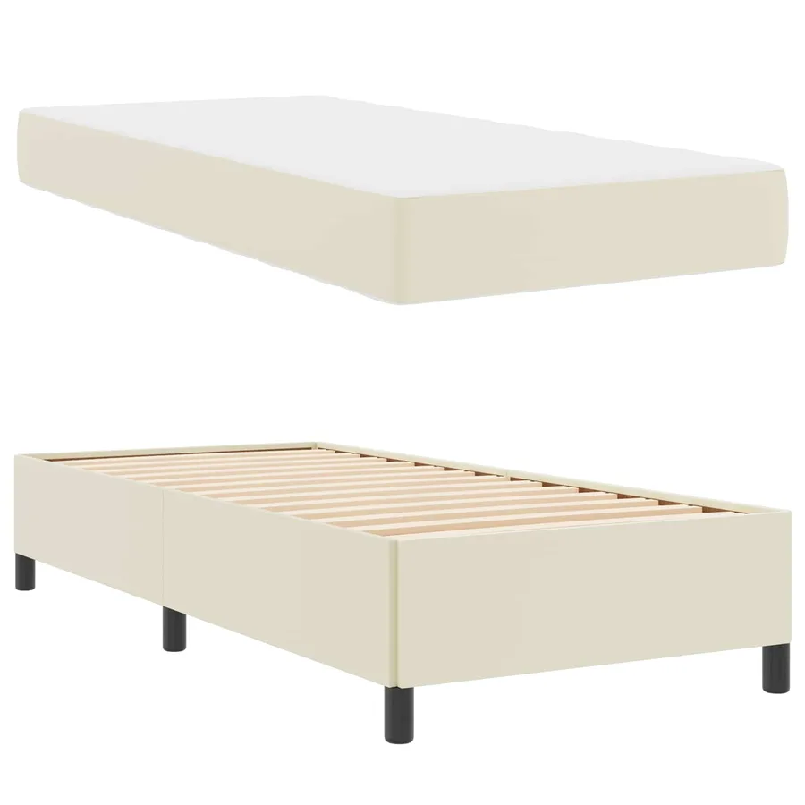 Cadre de lit avec matelas Crème 90 x 190 cm tissu - 5
