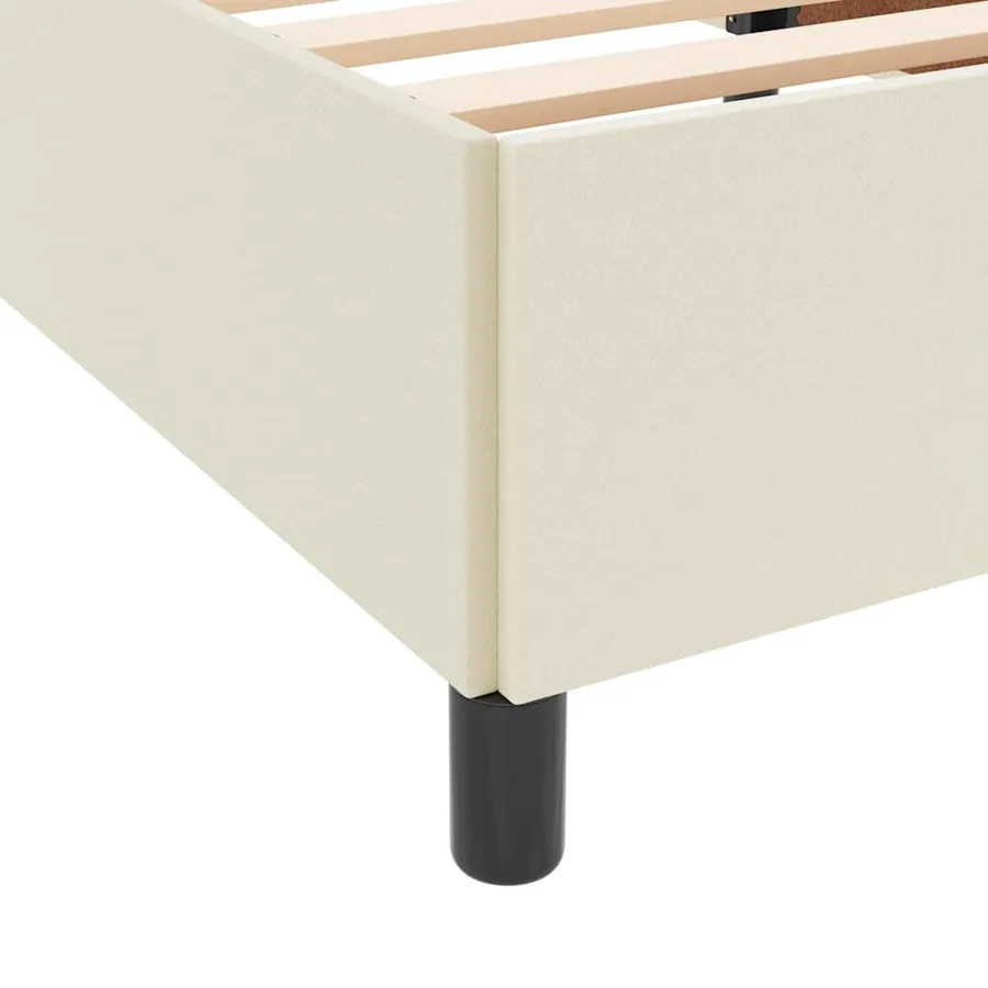 Cadre de lit avec matelas Crème 90 x 190 cm tissu - 8