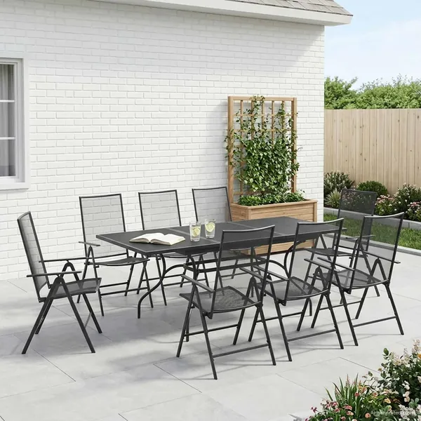 Ensemble de salle à manger pour jardin 9 pcs Anthracite