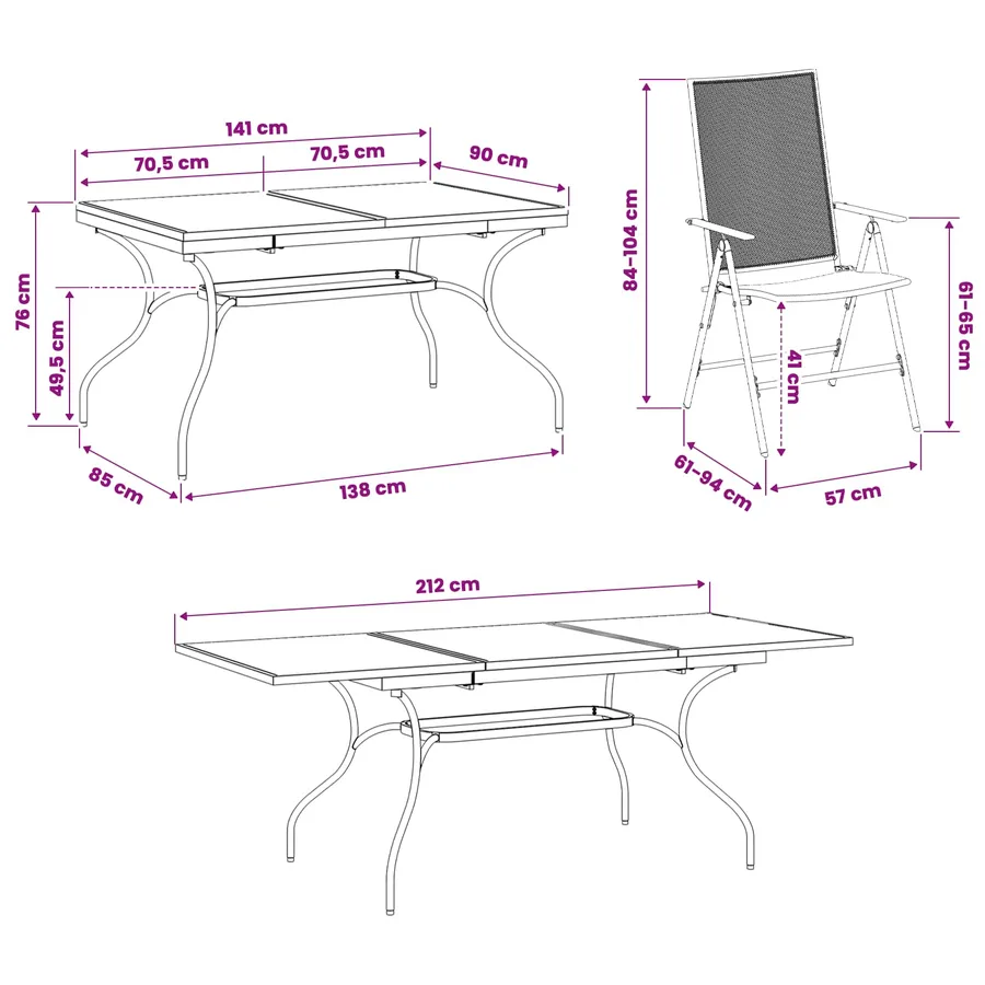 Ensemble de salle à manger pour jardin 9 pcs Anthracite - 12