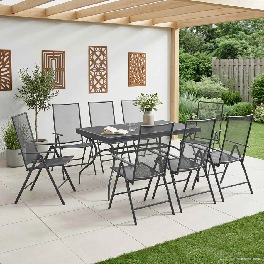 Ensemble de salle à manger pour jardin 9 pcs Anthracite - 3