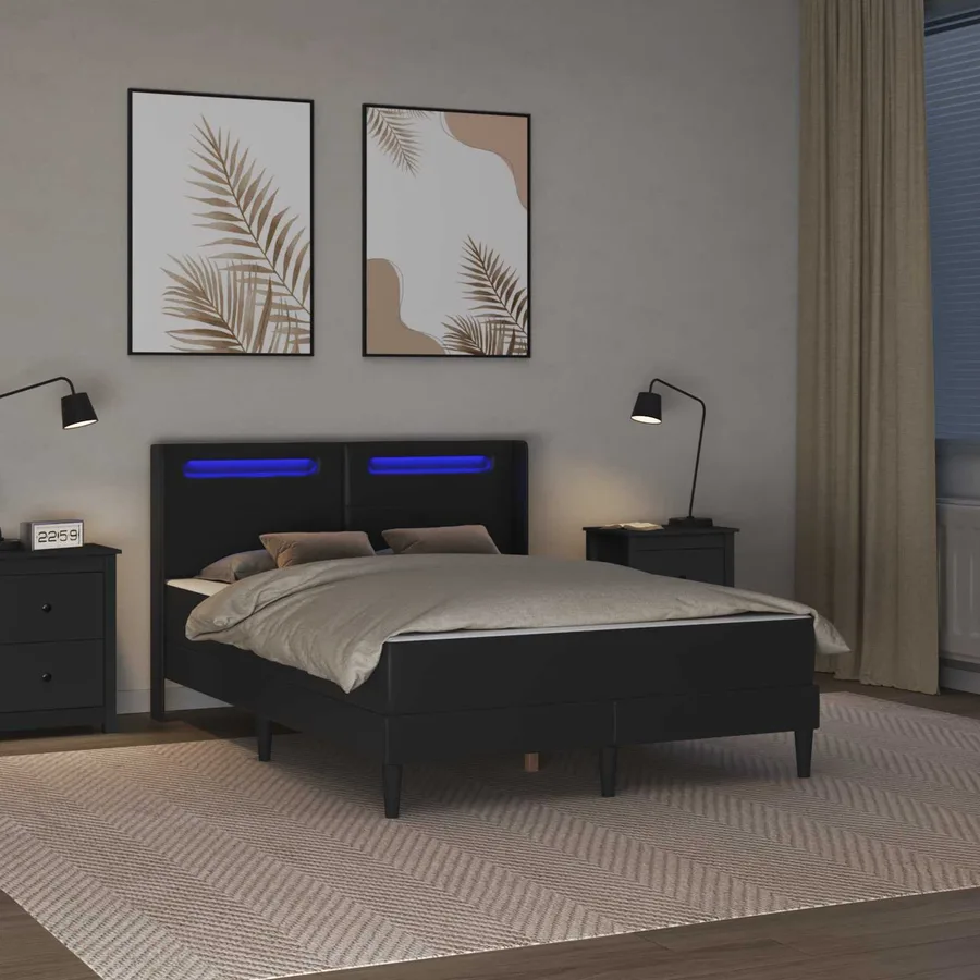 Cadre de lit avec matelas Noir 140 x 200 cm Simili cuir - 4