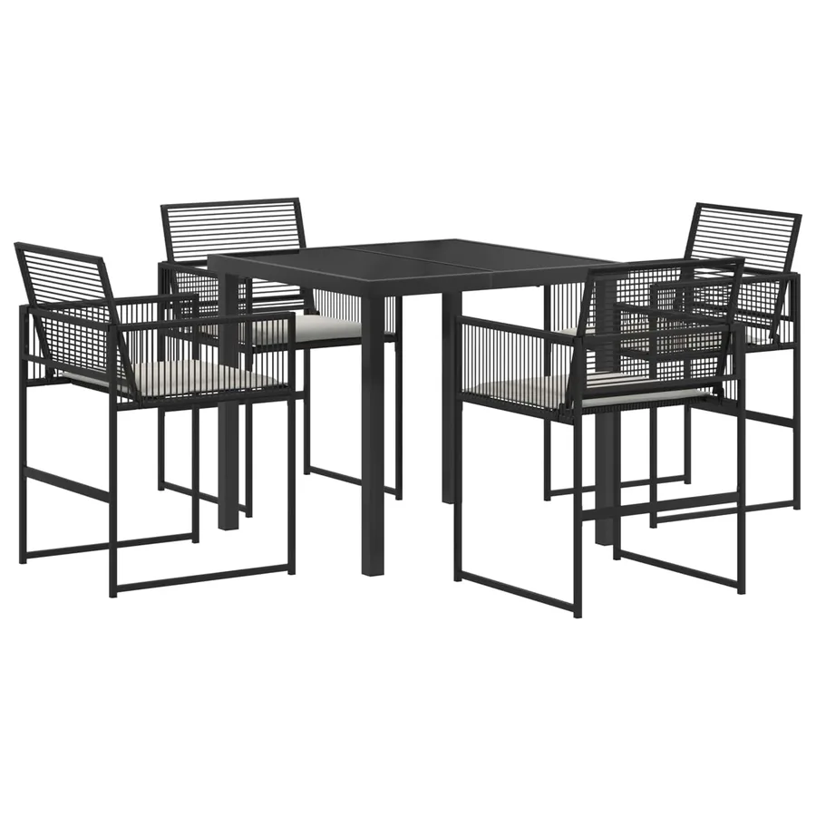 Ensemble de salle à manger pour jardin 5 pcs Noir polyrotin - 2