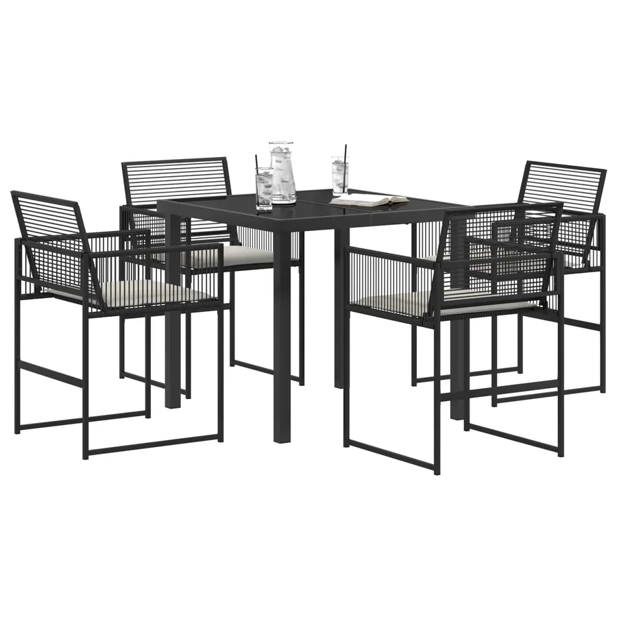 Ensemble de salle à manger pour jardin 5 pcs Noir polyrotin - 3