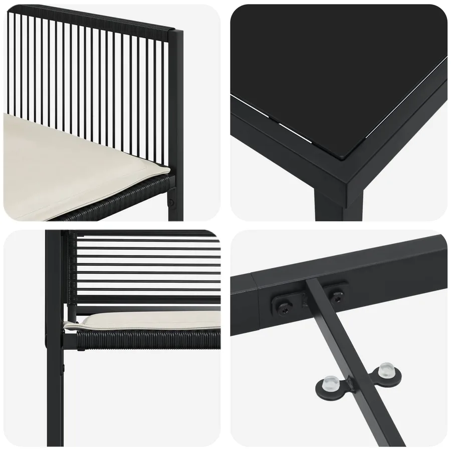 Ensemble de salle à manger pour jardin 5 pcs Noir polyrotin - 7