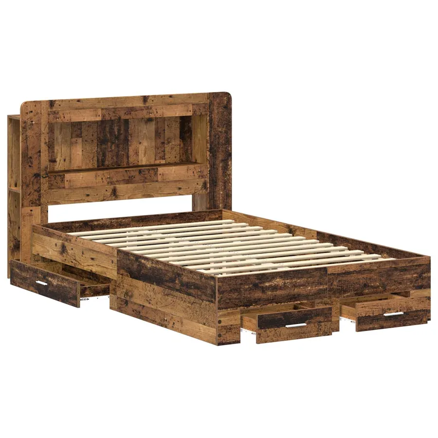 Cadre de lit avec rangement Bois ancien 120 x 200 cm - 4