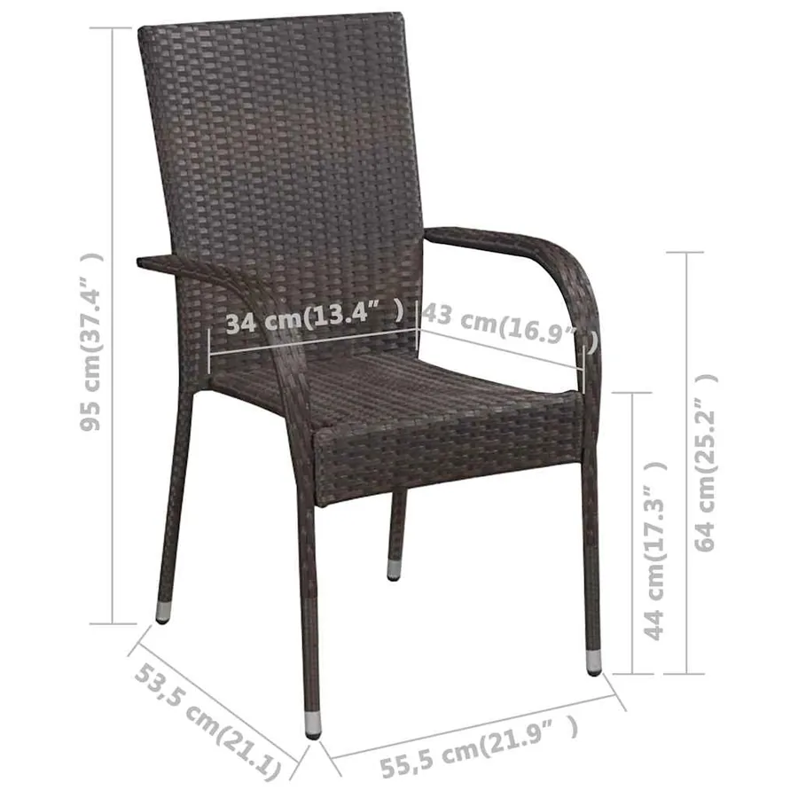 Ensemble à manger de jardin 9 pcs Marron - 10