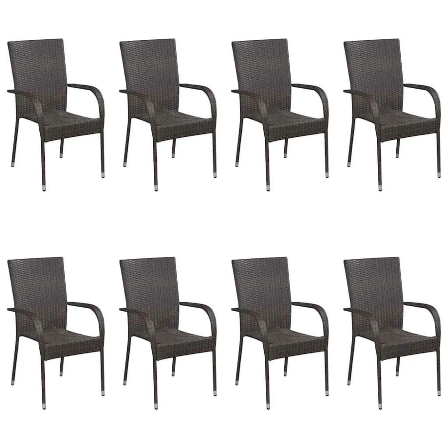 Ensemble à manger de jardin 9 pcs Marron - 5
