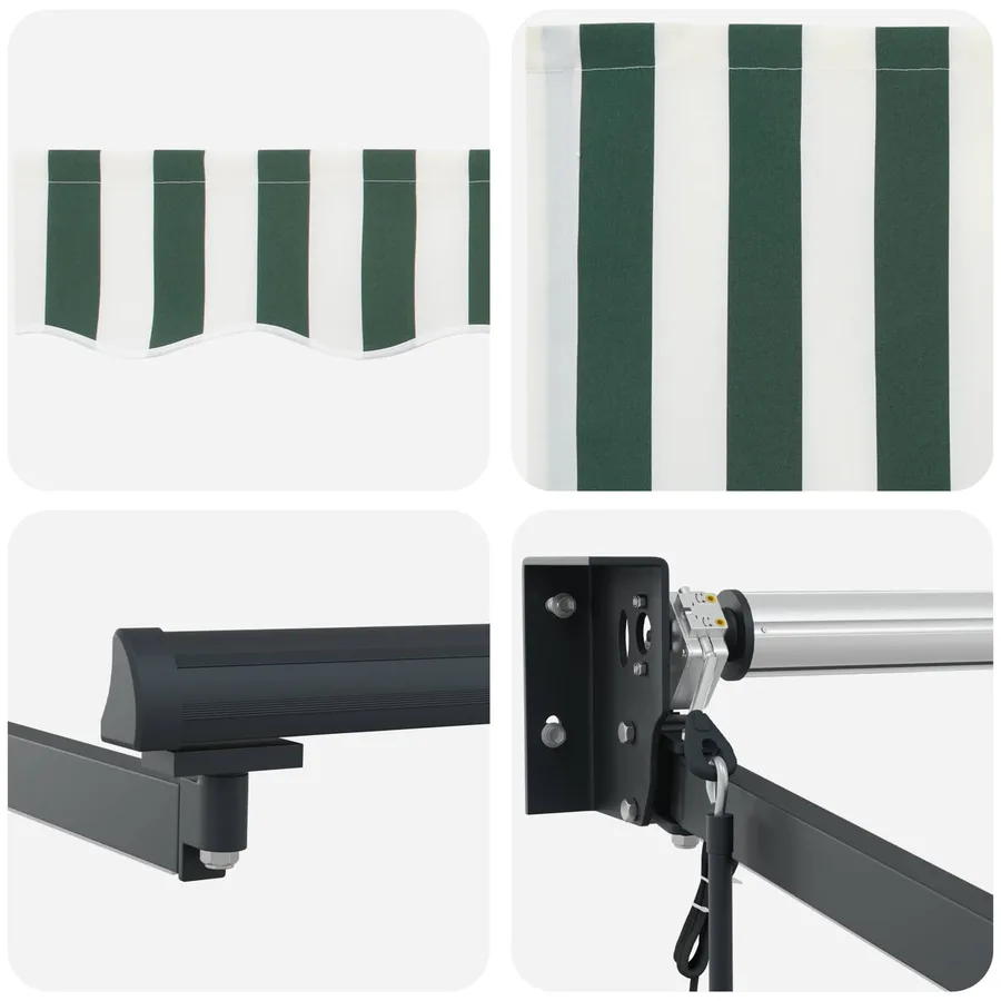 Auvent rétractable électrique Vert et blanc 3 x 2,5 m - 9