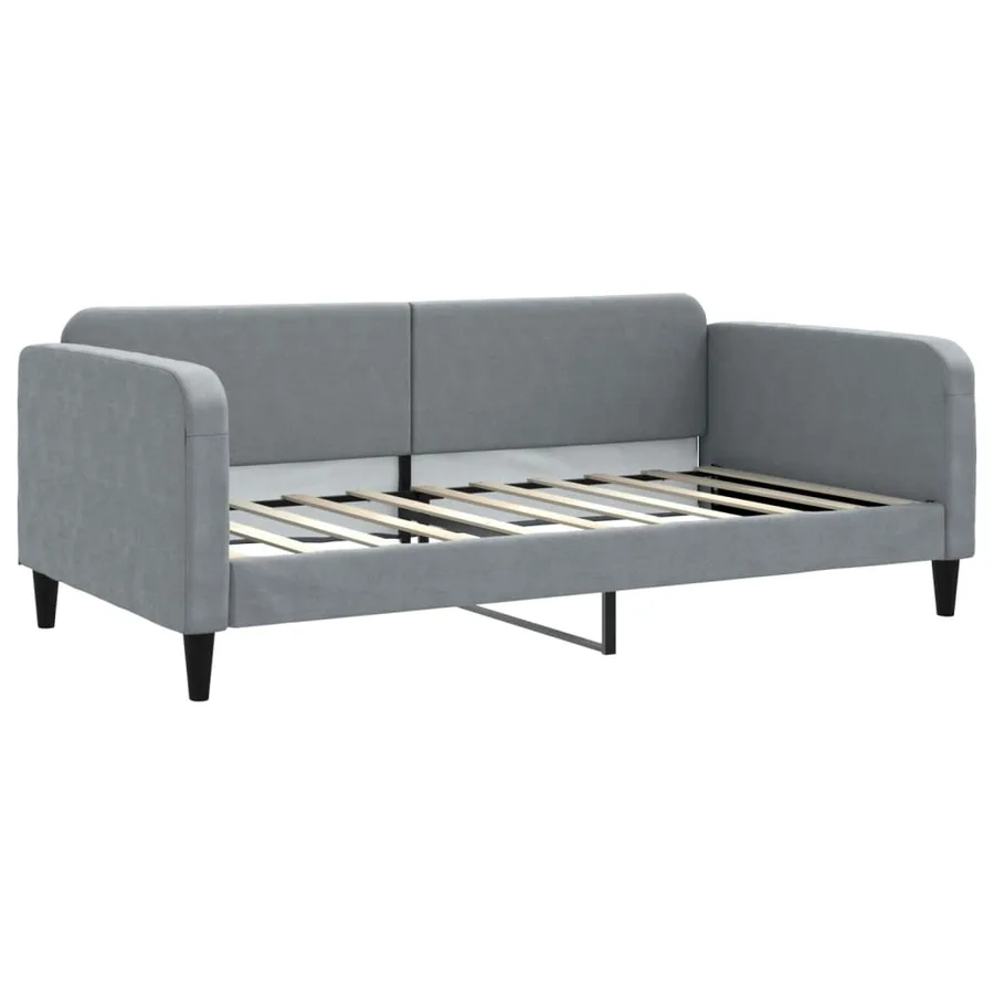 Lit de jour gris clair 100x190 cm tissu - 2