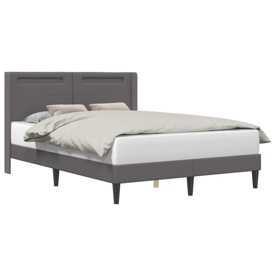 Cadre de lit avec bandes LED Gris 120 x 190 cm Simili cuir - 3