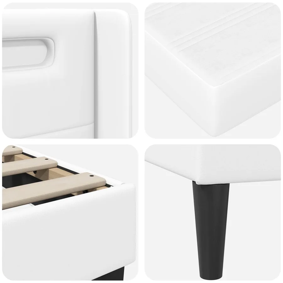 Cadre de lit avec matelas Blanc 120 x 190 cm Simili cuir - 11