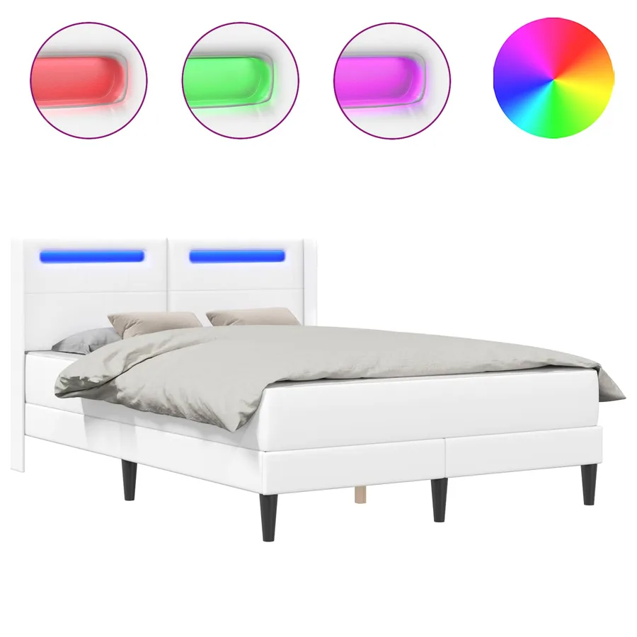 Cadre de lit avec matelas Blanc 120 x 190 cm Simili cuir - 2