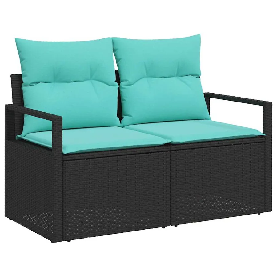 Ensemble de Canapés 4 pcs Noir et turquoise polyrotin - 4