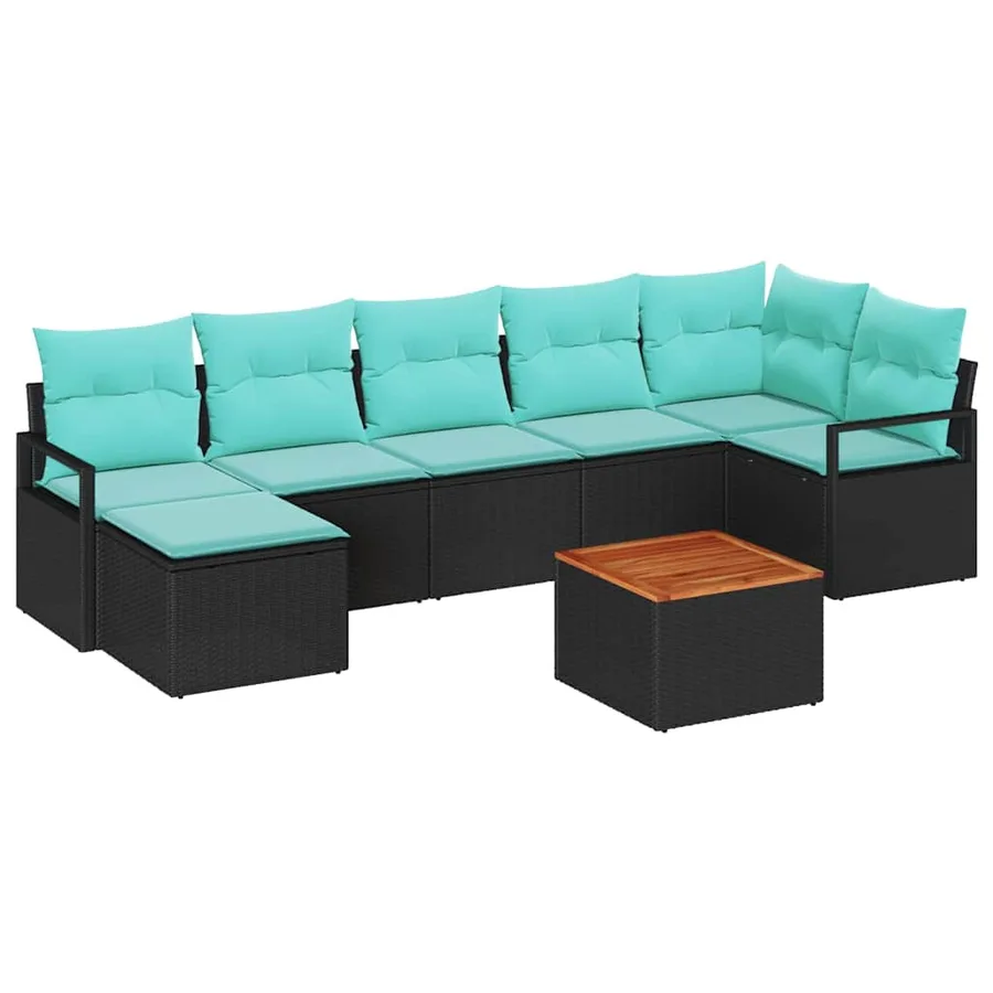 Ensemble de canapé de jardin avec coussin 8 pcs Noir polyrotin - 2