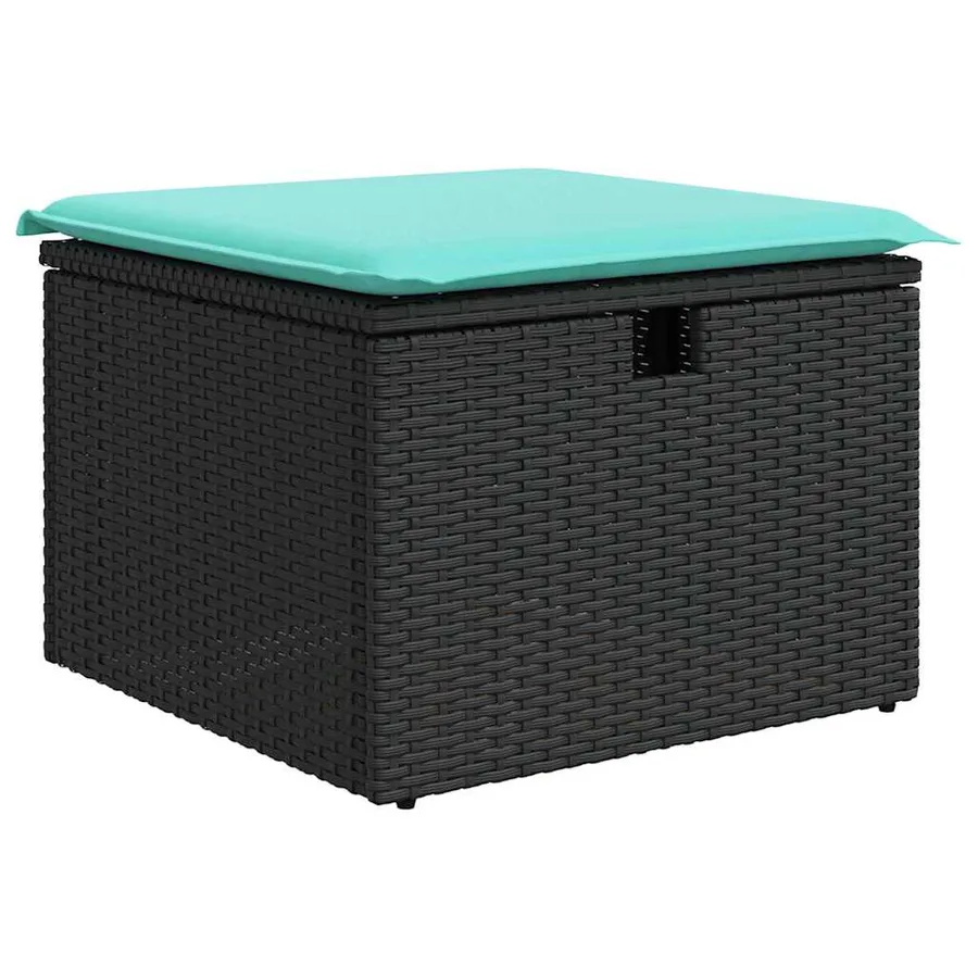 Ensemble de canapé de jardin avec coussin 9 pcs Noir polyrotin - 7