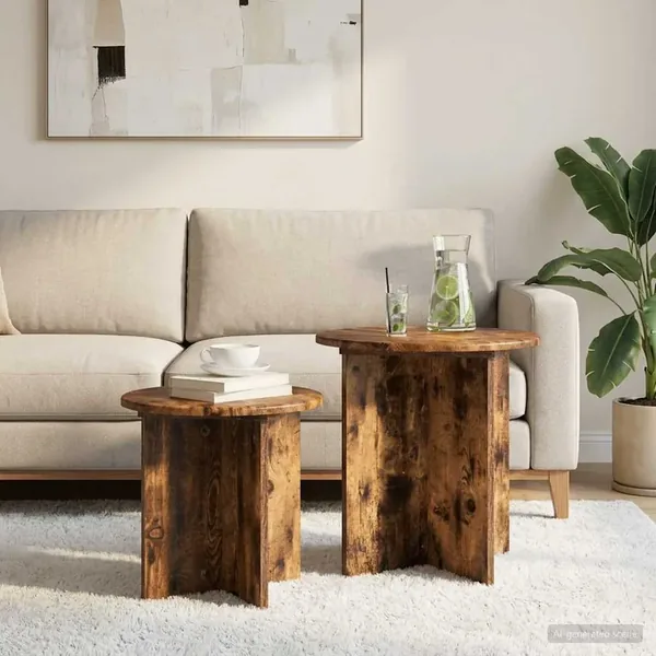 Ensemble de tables d'appoint 2 pcs Chêne Fumé Bois d’ingénierie