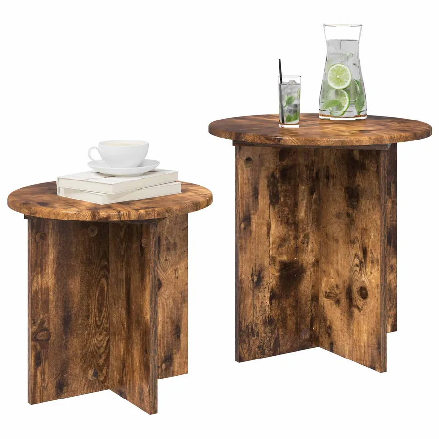 Ensemble de tables d'appoint 2 pcs Chêne Fumé Bois d’ingénierie - 3