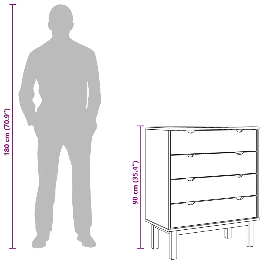 Commode OTTA Noir 76,5 x 39,5 x 90 cm Bois de pin massif - 10