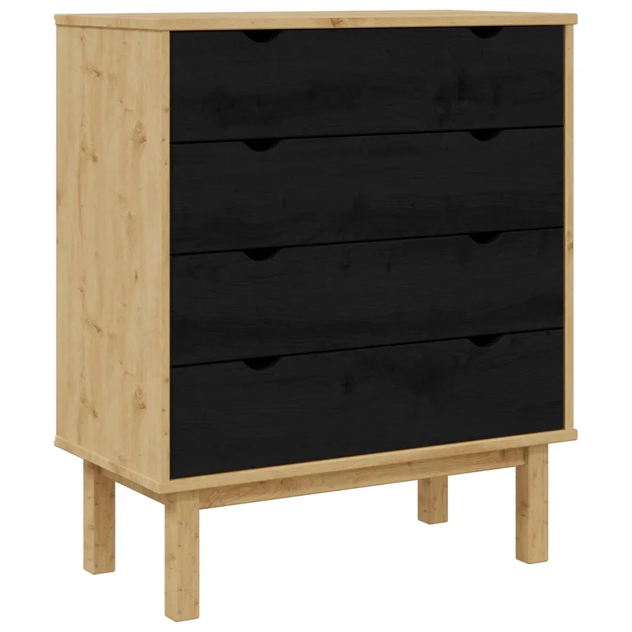 Commode OTTA Noir 76,5 x 39,5 x 90 cm Bois de pin massif - 2