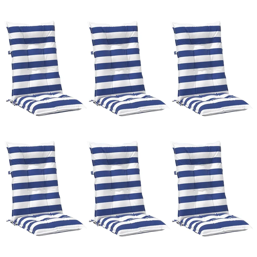 Coussin d'extérieur 6 pcs Bleu et Blanc 120 x 50 x 7 cm Tissu - 2