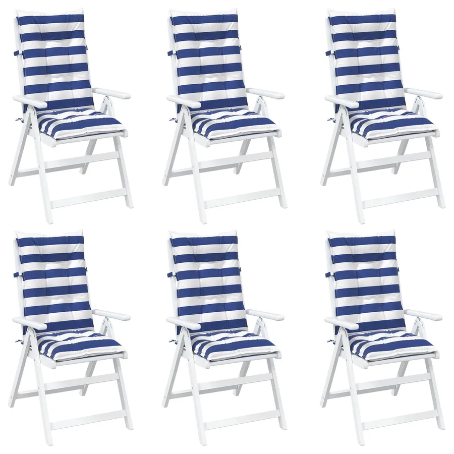 Coussin d'extérieur 6 pcs Bleu et Blanc 120 x 50 x 7 cm Tissu - 3