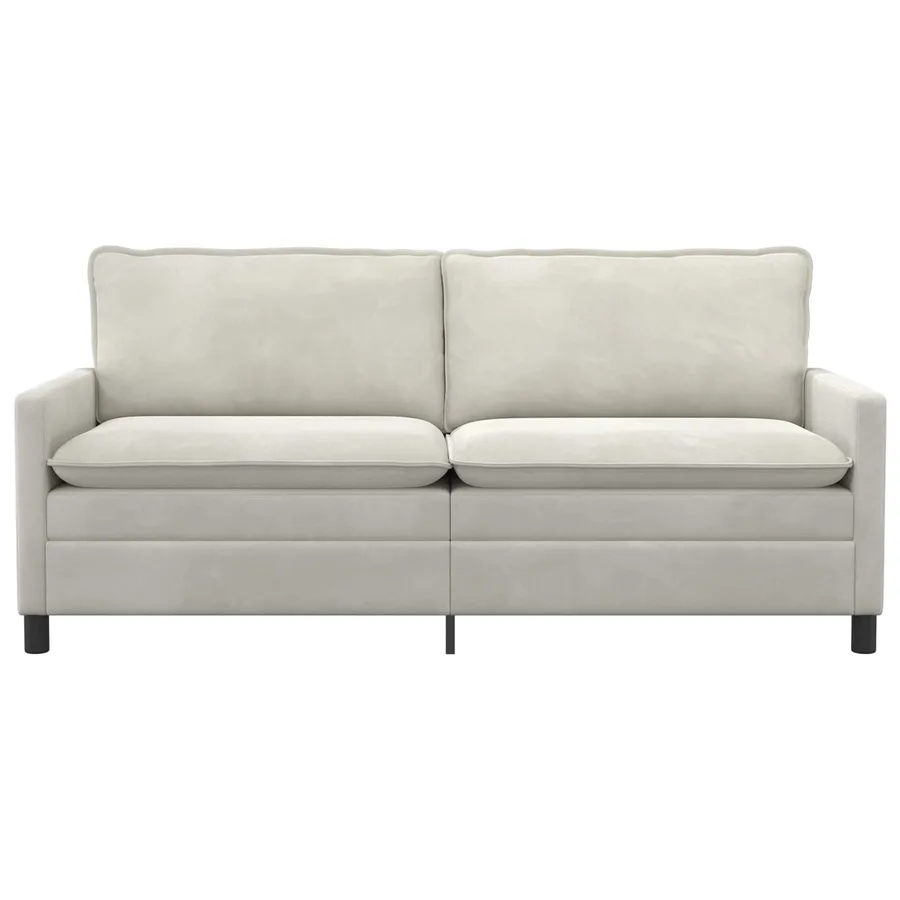 Canapé Crème 196 x 81 x 87,5 cm Velours - 3