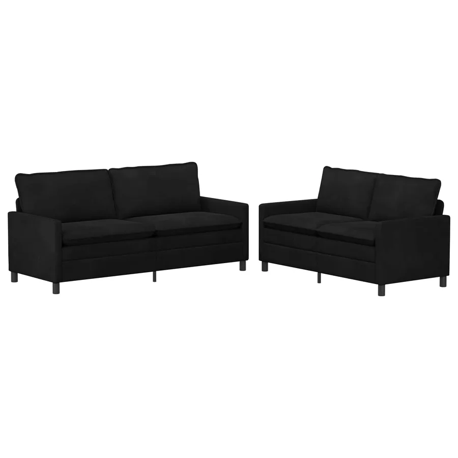 Ensemble de Canapés 2 pcs Noir Velours - 2