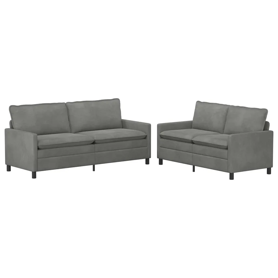 Ensemble de Canapés 2 pcs Gris foncé Velours - 2