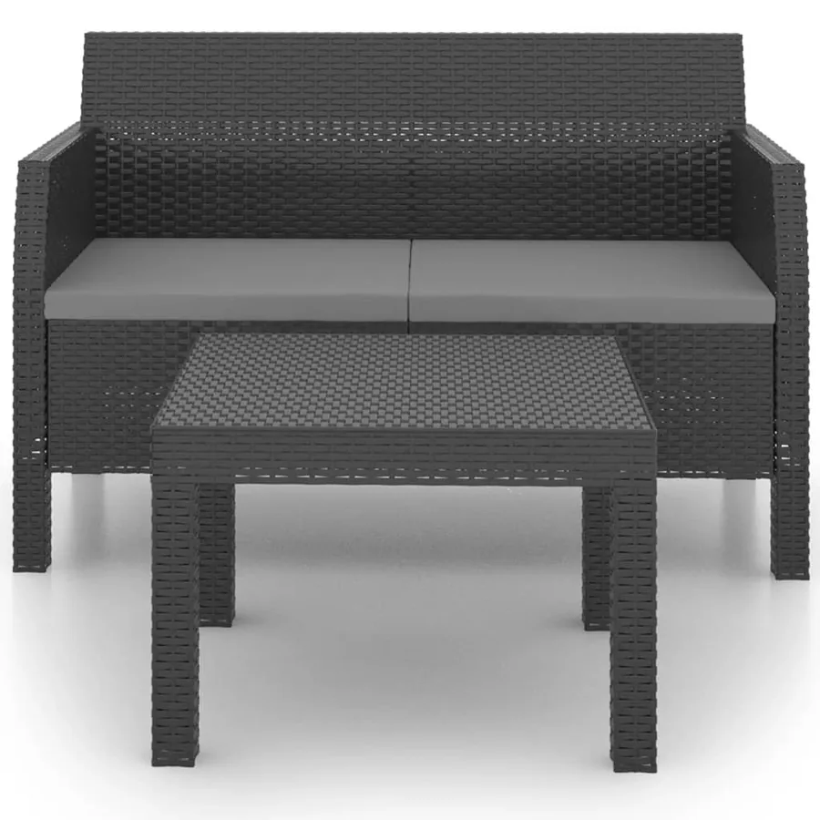 Salon de jardin 2 pcs avec coussins PP Rotin Anthracite - 3