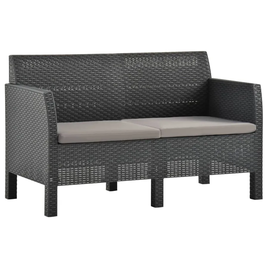 Salon de jardin 2 pcs avec coussins PP Rotin Anthracite - 4