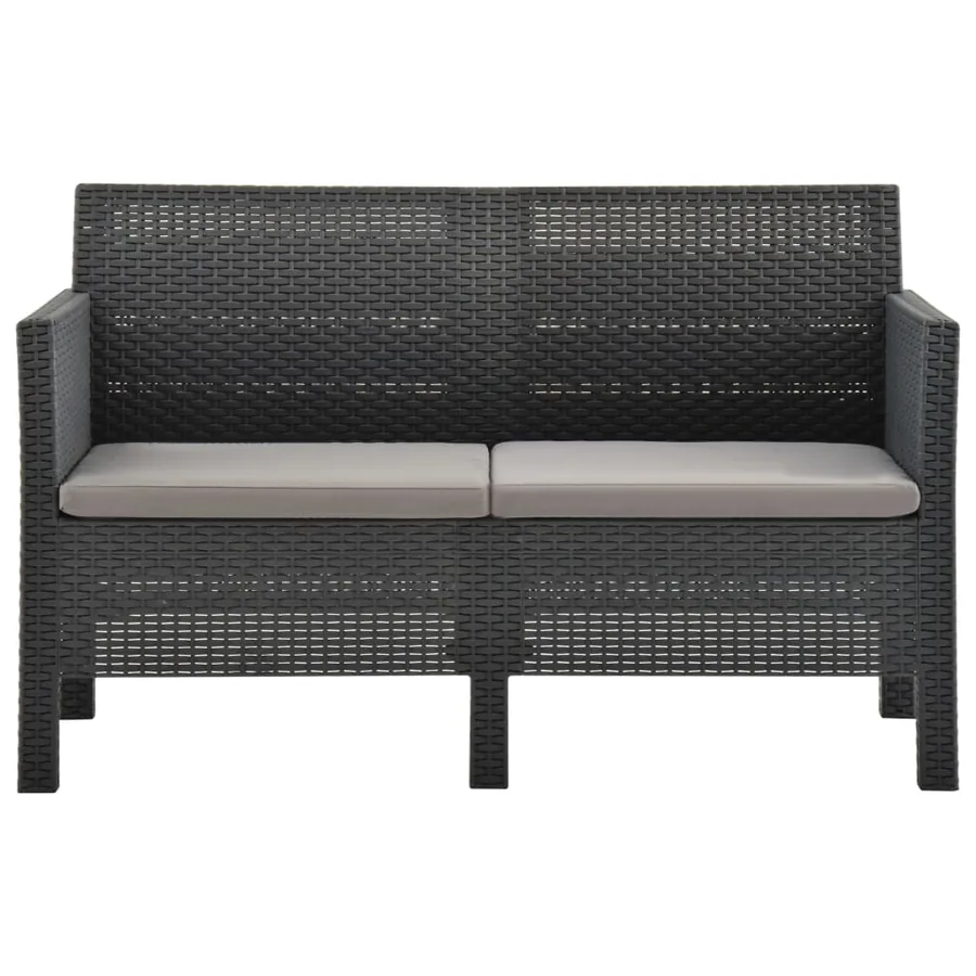 Salon de jardin 2 pcs avec coussins PP Rotin Anthracite - 5