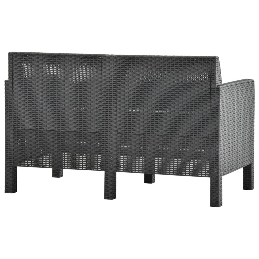 Salon de jardin 2 pcs avec coussins PP Rotin Anthracite - 7