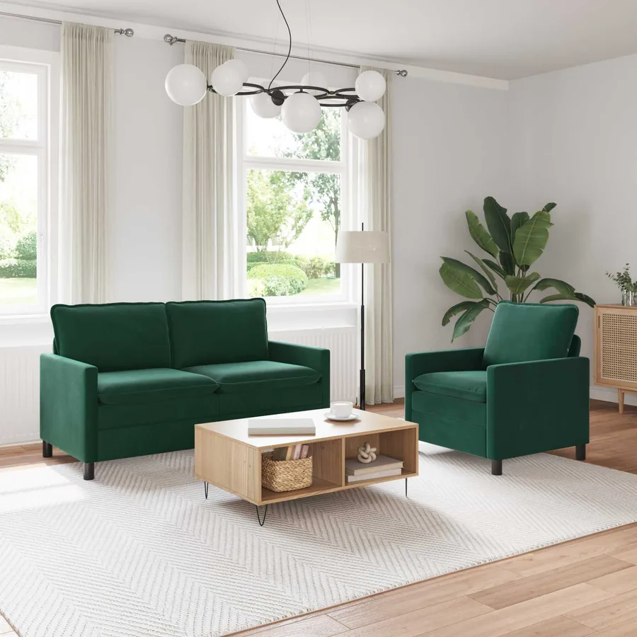 Ensemble de Canapés 2 pcs Vert foncé Velours