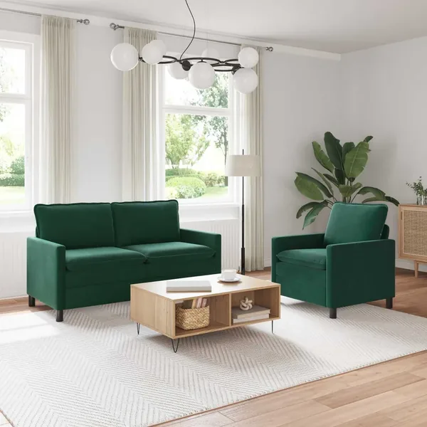Ensemble de Canapés 2 pcs Vert foncé Velours