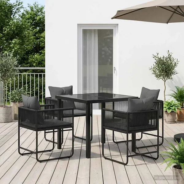 Ensemble de salle à manger pour jardin 5 pcs Noir et anthracite
