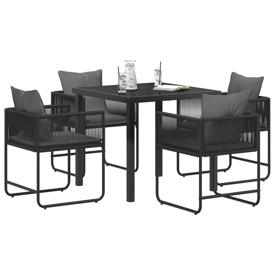 Ensemble de salle à manger pour jardin 5 pcs Noir et anthracite - 3
